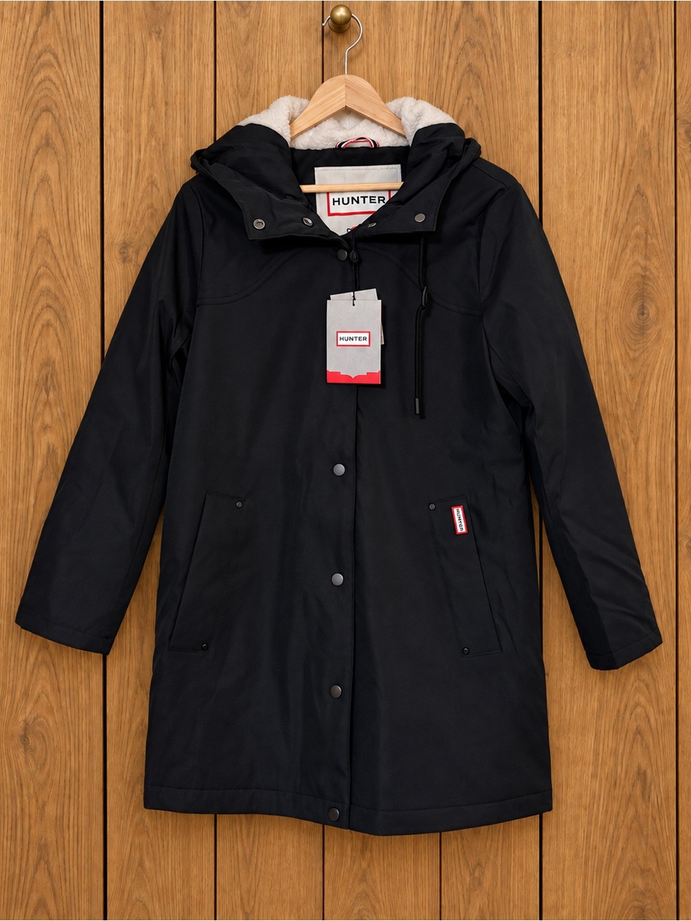 HUNTER Billie Black Water Resistant Hooded Rain Jacket Parka NWT S/P